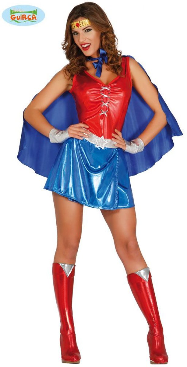 Wonderwoman Kostuum | Super Sterke Wonder Woman | Vrouw | Maat 38-40 | Carnaval kostuum | Verkleedkleding